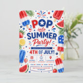 7月4日 パーティーポップ サマーBBQ 独立記念日 招待状 (スタンド正面)