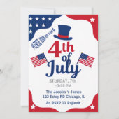 7月4日 パーティー招待状 愛国アメリカ国旗 招待状 (正面)