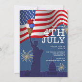 7月4日 プール BBQ クックアウト アイスクリーム ファミリーパーティー 招待状 (正面)