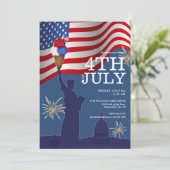 7月4日 プール BBQ クックアウト アイスクリーム ファミリーパーティー 招待状 (スタンド正面)