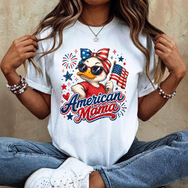 7月4日 ママ アメリカンママ ママガチョウ Tシャツ
