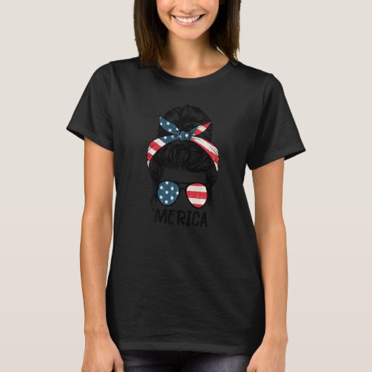 7月4日 メッシー バン 'メリカ アメリカ 独立記念日 Tシャツ (正面)