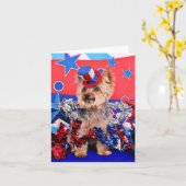 7月4日-ヨークシャーテリア- Vinnie カード (黄色い花)