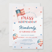 7月4日 リトル・ミス・インディペンデントの誕生日 招待状 (正面)