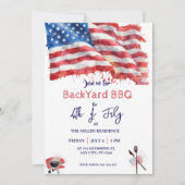 7月4日 レッドホワイトブルー アメリカ BBQパーティー 招待状 (正面)