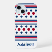 7月4日 レッド ホワイト ブルー 愛国 iPhone 15ケース (裏面)