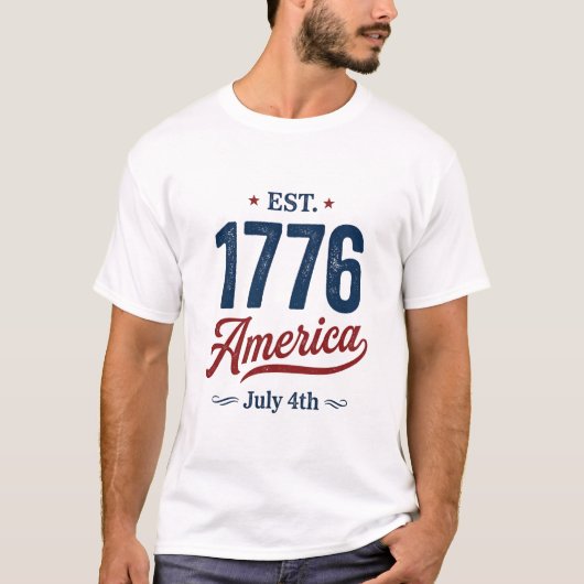 7月4日 レッド ホワイト ブルー Tシャツ (正面)