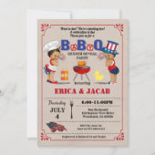 7月4日、双子がBBQベビーシャワーをカップルします 招待状 (正面)