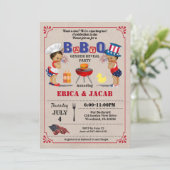 7月4日、双子がBBQベビーシャワーをカップルします 招待状 (スタンド正面)