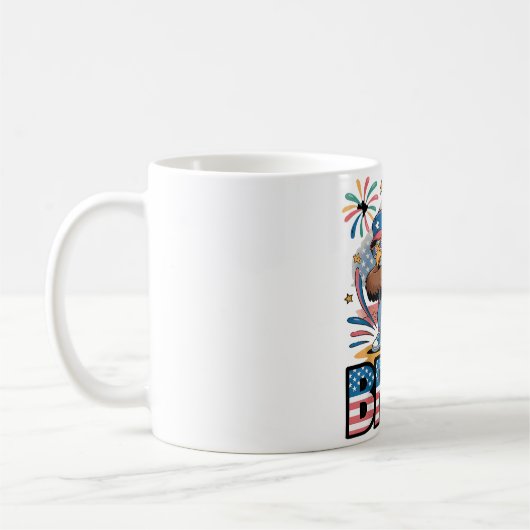 7月4日（土）のダビング愛国的なワシ コーヒーマグカップ (左)