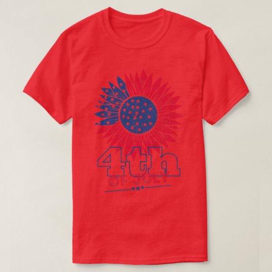 7月4日（土）アメリカ国旗ひまわりデザインアメリ Tシャツ (デザイン正面)