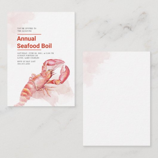 7月4日(土)シーフード煮沸水彩ロブスター ノートカード (正面/裏面)