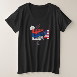 7月4日/夏/ミシシッピの夏 プラスサイズTシャツ