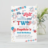 7月4日 女の子 2歳の誕生日パーティー 笑顔 招待状 (スタンド正面)