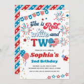 7月4日 女の子 2歳の誕生日パーティー 笑顔 招待状 (正面/裏面)