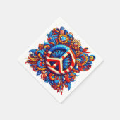 7月4日 – 平和のサイン独立日 – グルービー – スタンダードカクテルナプキン (角)