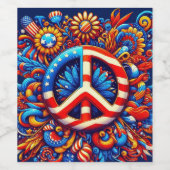 7月4日 – 平和のサイン独立日 – グルービー –  ワインラベル (シングルラベル)