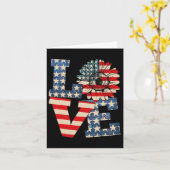 7月4日 愛のひまわり 愛国的なアメリカ国旗 カード (黄色い花)