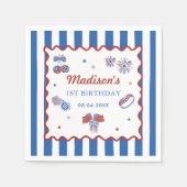 7月4日 愛国心 1歳 誕生日パーティー スタンダードカクテルナプキン (正面)