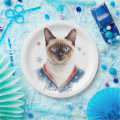 7月4日 愛国的なシャム猫愛好家 ペーパープレート (パーティー)