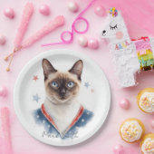 7月4日 愛国的なシャム猫愛好家 ペーパープレート (パーティー)