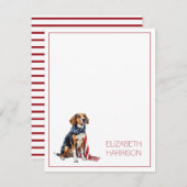 7月4日 愛国的なハウンドドッグ パーソナライズ ノートカード (正面/裏面)