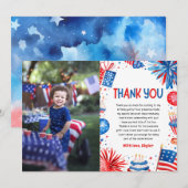 7月4日 愛国的な誕生日お礼カード 招待状 (正面/裏面)