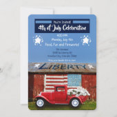 7月4日 愛国的な赤いトラックの招待状 招待状 (正面)