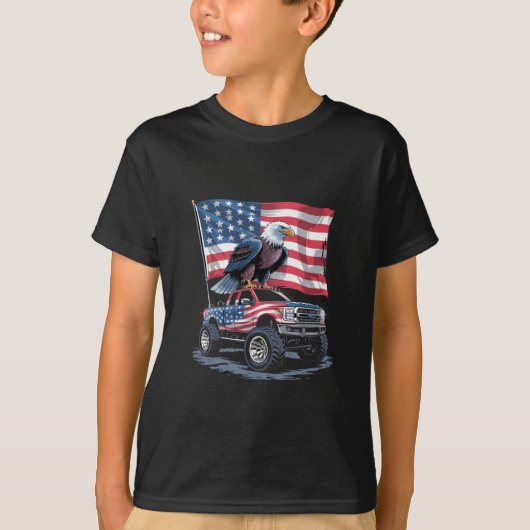 7月4日 愛国 アメリカ国旗 イーグル USA Tシャツ (正面)