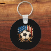 7月4日 愛国 サッカー USA アメリカ国旗 少年 キーホルダー (正面)