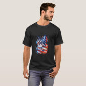 7月4日 愛国 猫 アメリカ独立記念日 Tシャツ (正面フル)
