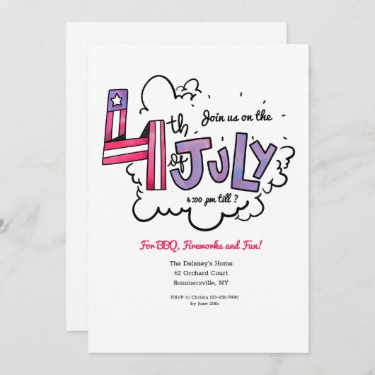 7月4日 招待状 (正面/裏面)