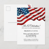 7月4日 招待 赤白青 国旗 掲揚 ポストカード (正面/裏面)