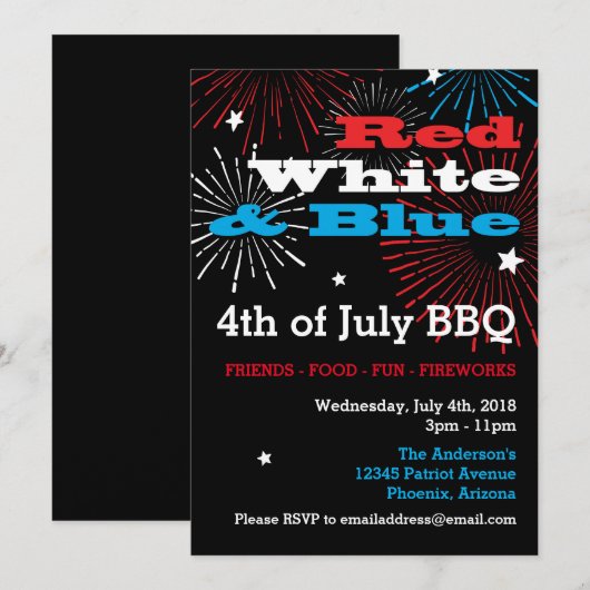 7月4日（日）白・青 招待状 (正面/裏面)