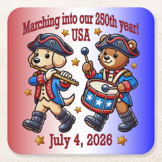 7月4日(日)米国250周年記念100周年 スクエアペーパーコースター (正面)