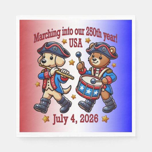 7月4日(日)米国250周年記念100周年 スタンダードランチョンナプキン (正面)