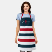 7月4日(日)紅白・青パーソナライズされた エプロン (着用した状態)