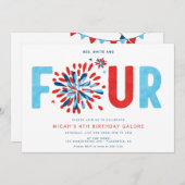 7月4日（旧暦）（4月）誕生日パーティー 招待状 (正面/裏面)