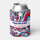 7月4日 |星とストライプパーソナライズされた 缶クーラー (缶正面)
