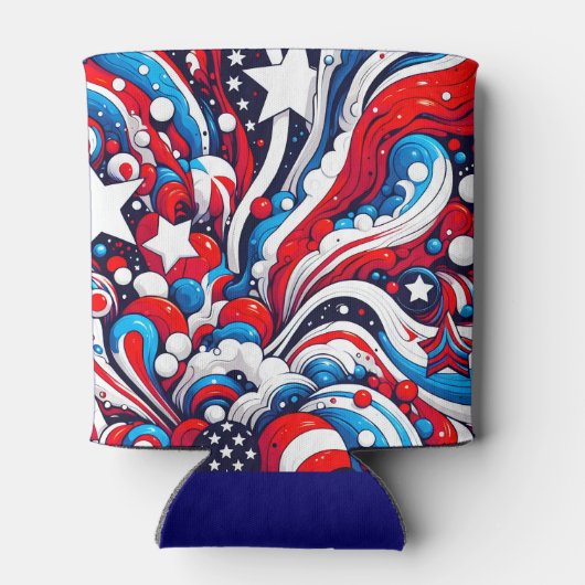 7月4日 |星とストライプパーソナライズされた 缶クーラー (裏面)