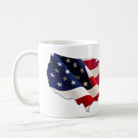 7月4日，星ストライプとアメリカの地図 コーヒーマグカップ (左)