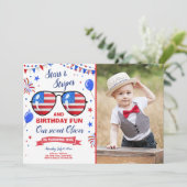 7月4日 星条旗 花火 誕生日 招待状 (スタンド正面)