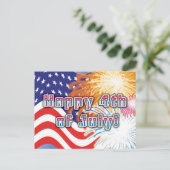 7月4日（火）に花火と旗を掲げたポストカード シーズンポストカード (スタンド正面)