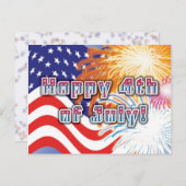 7月4日（火）に花火と旗を掲げたポストカード シーズンポストカード (正面/裏面)