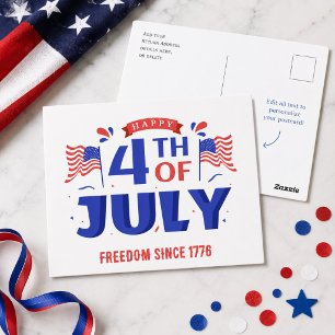 7月4日 独立記念日おめでとう アメリカ独立記念日 1776 ポストカード