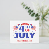 7月4日 独立記念日おめでとう アメリカ独立記念日 1776 ポストカード (スタンド正面)