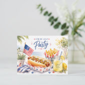 7月4日 独立記念日のパーティー Save the Date  ポストカード (スタンド正面)