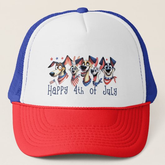 7月4日。独立記念日。おもしろい犬 キャップ (正面)