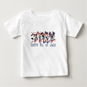 7月4日。独立記念日。おもしろい犬 ベビーTシャツ