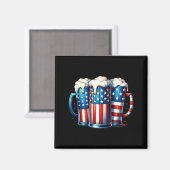 7月4日 独立記念日 アメリカ国旗 ビール マグネット (正面/裏面)